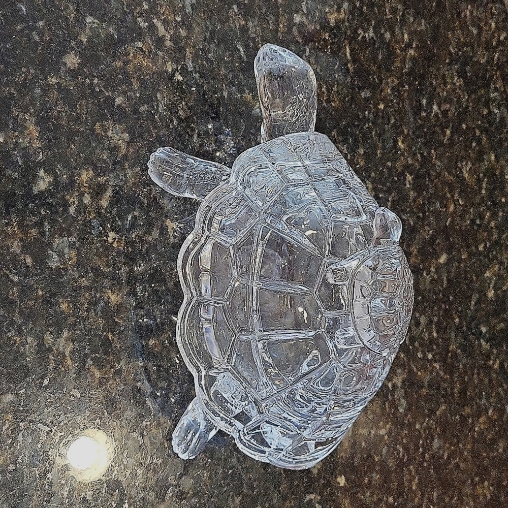 Turtle- heavy crystal 2 piece candy turtle dish .. 10 x 7"